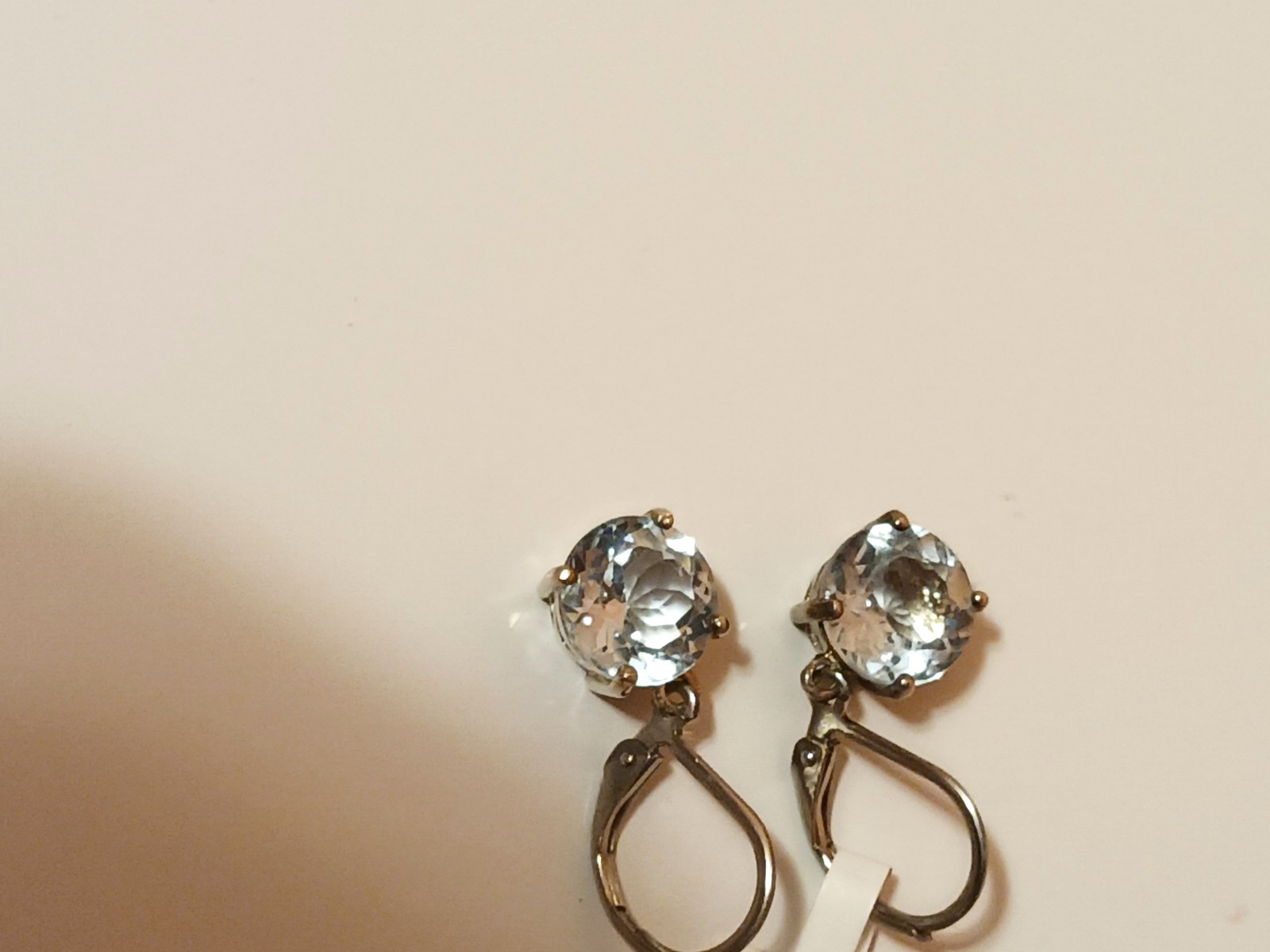 VERY COOL SKY BLUE TOPAZ STERLING SILVER LEVER BACKED EARRINGS