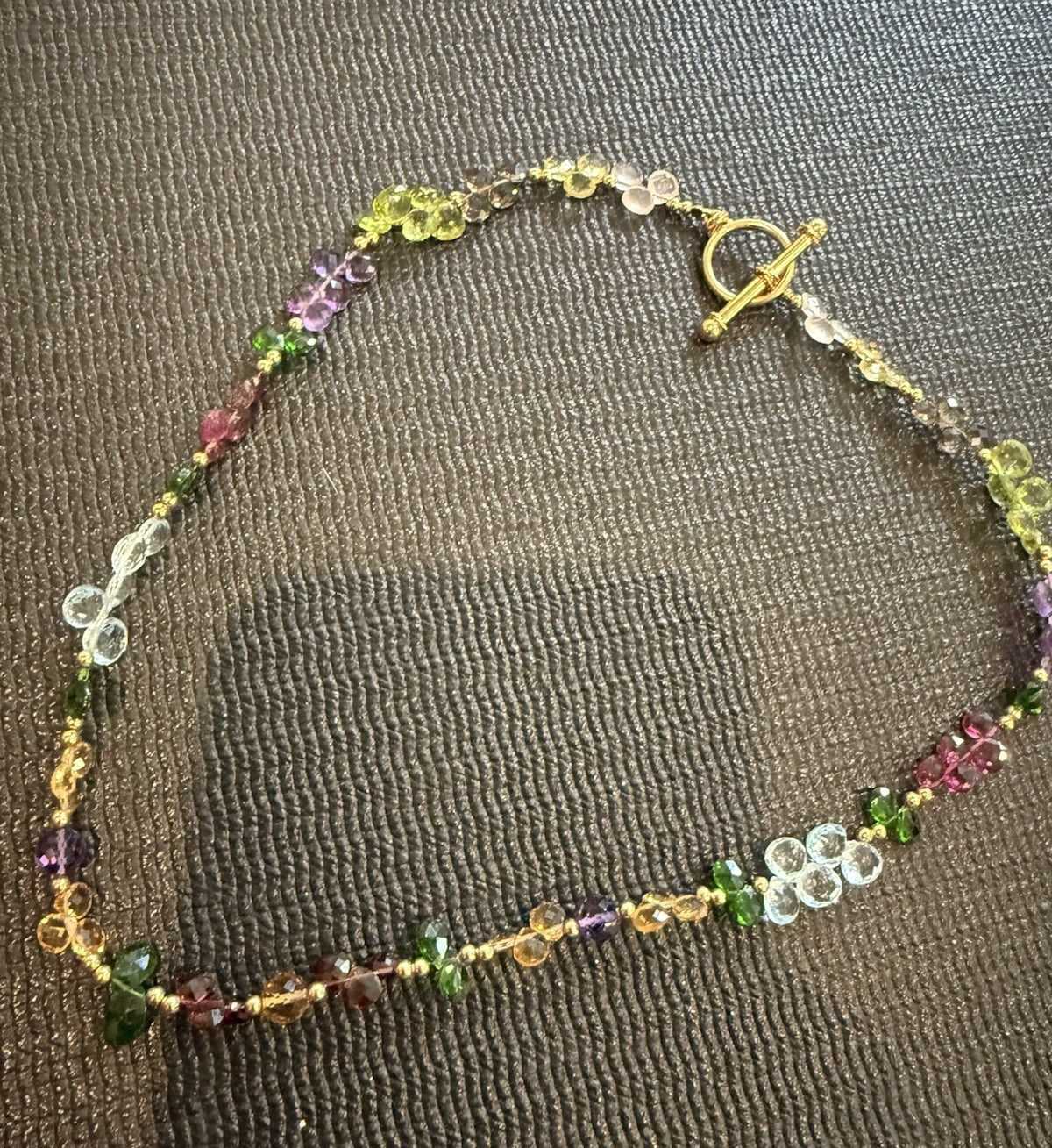 semi precious stoned gold plated 16″ necklace STUNNING!