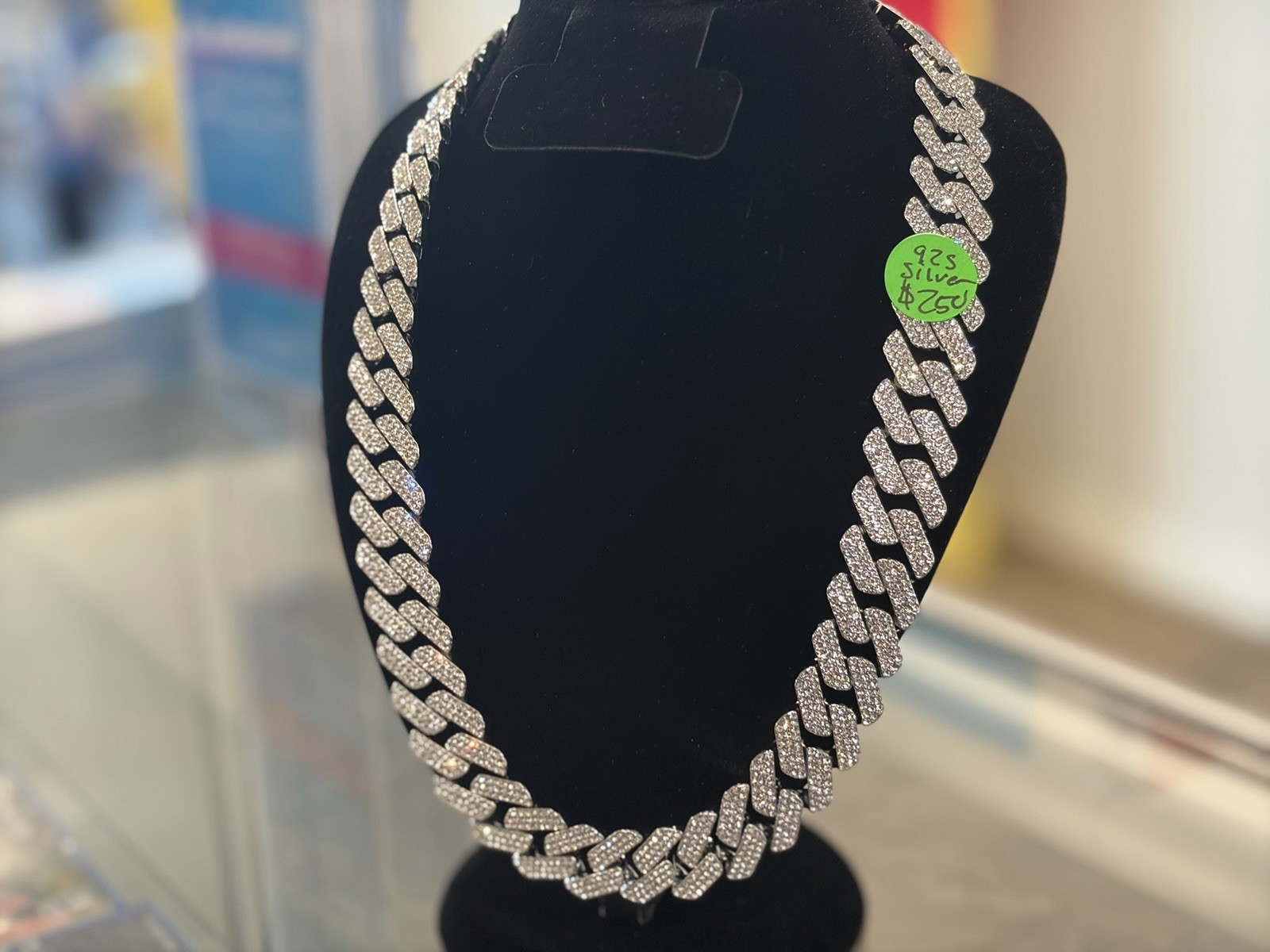 925 Silver Iced Out Cuban Silver Tone Pavé 925 SILVER VVS MOISSANITE 22 INCH