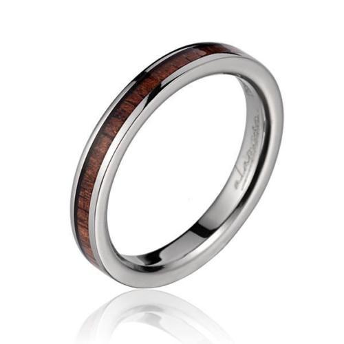 GENUINE INLAY HAWAIIAN KOA WOOD WEDDING BAND RING TITANIUM 3MM SIZE 3-14