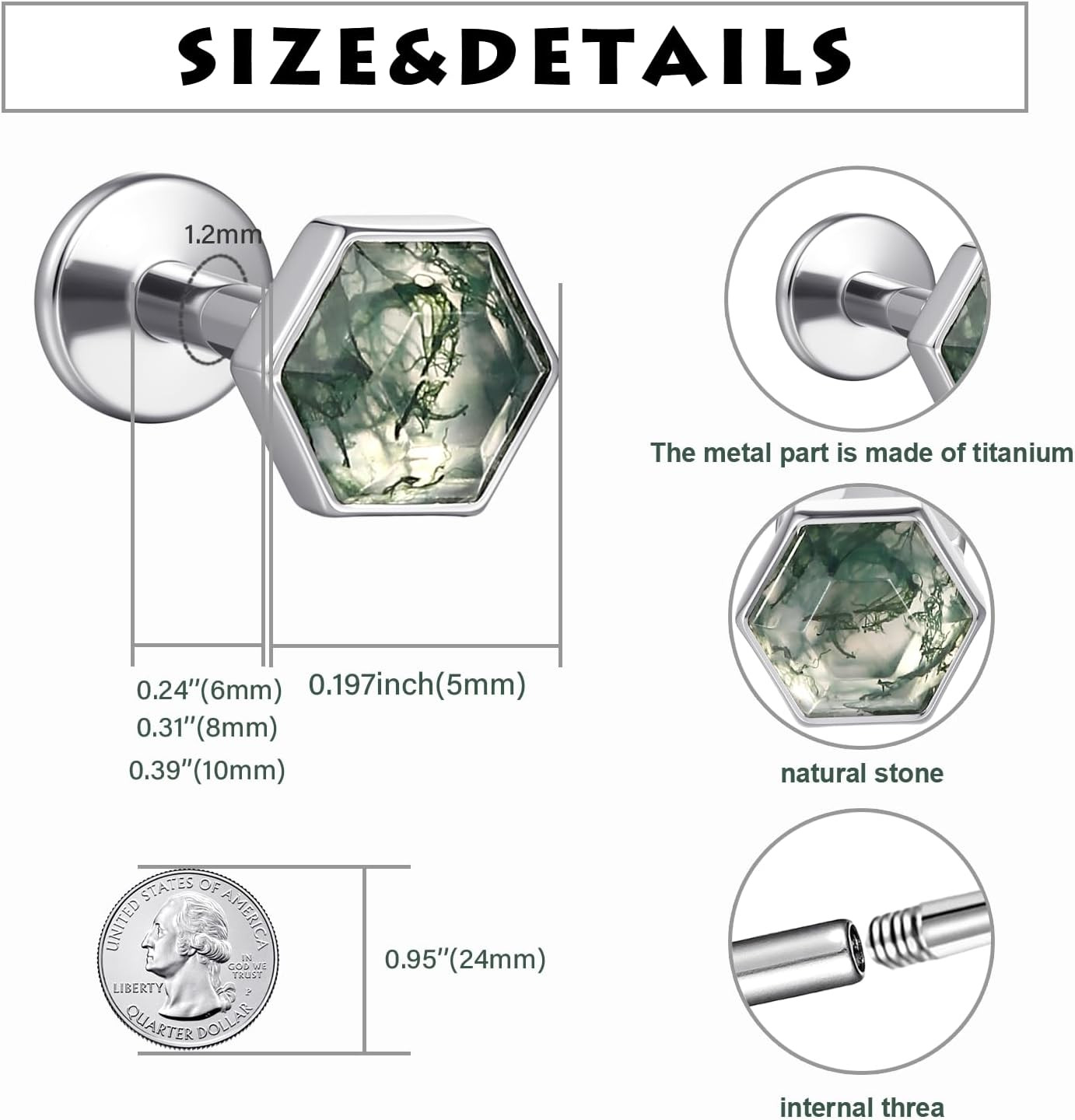 Flat Back Earrings Hypoallergenic Cartilage Earrings for Women Men Helix Tragus