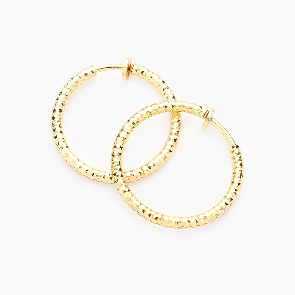 Clip on Hoop Earrings Women New 1″ Gold Plated Hard to Find Hypo Allergenic