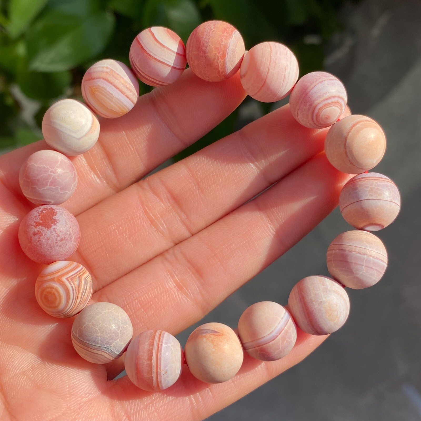 12mm Natural Red Gobi Agate Eyes Madagascar stone Bracelet (not polished) B1529