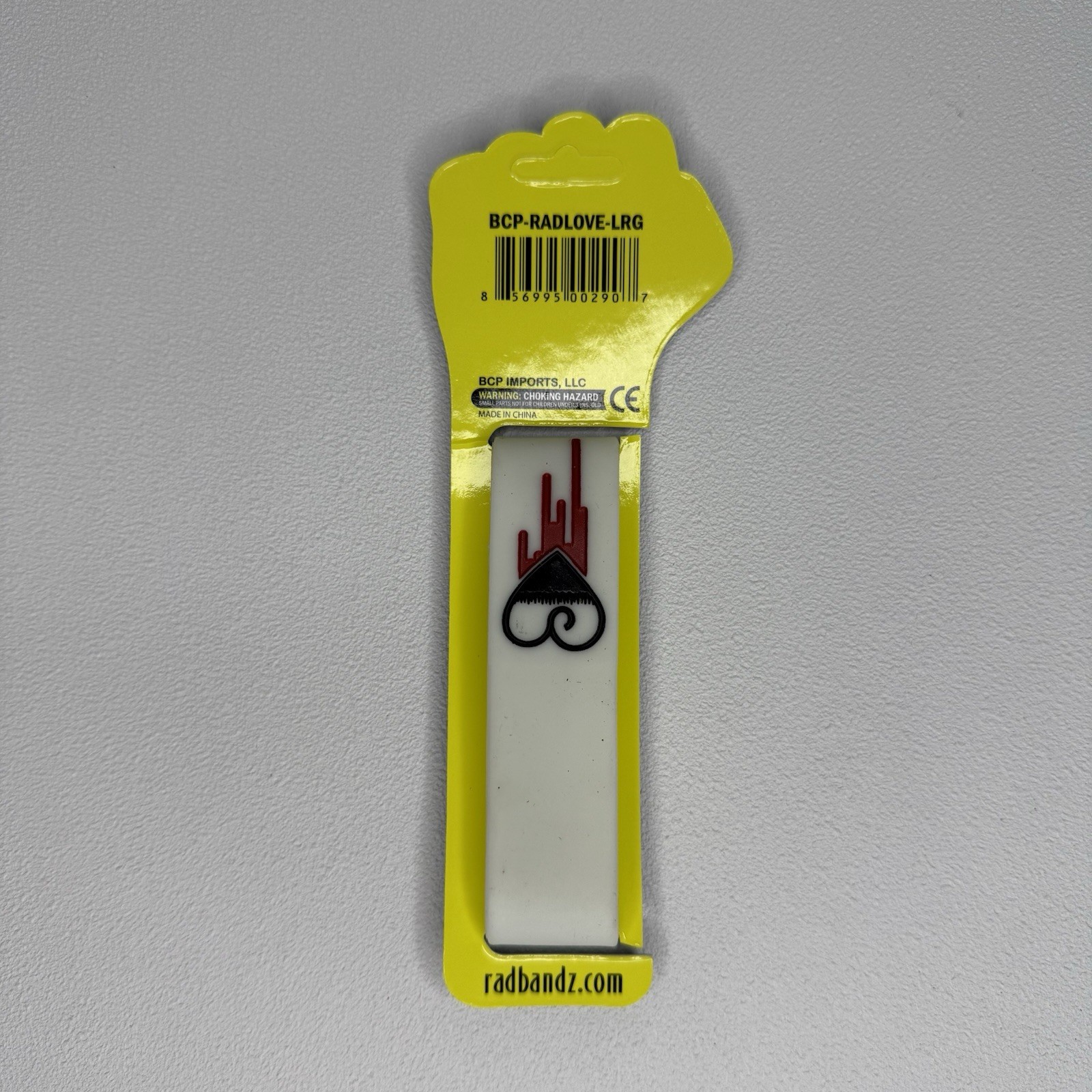Radbandz LOVE Hot Topic Silicone Wristband Bracelet White Red Size Large