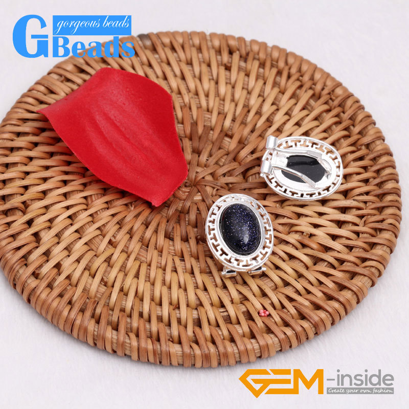 Stud Jewelry Oval Stone Silver Lever Back Hoop Earring For Women Free Shipping