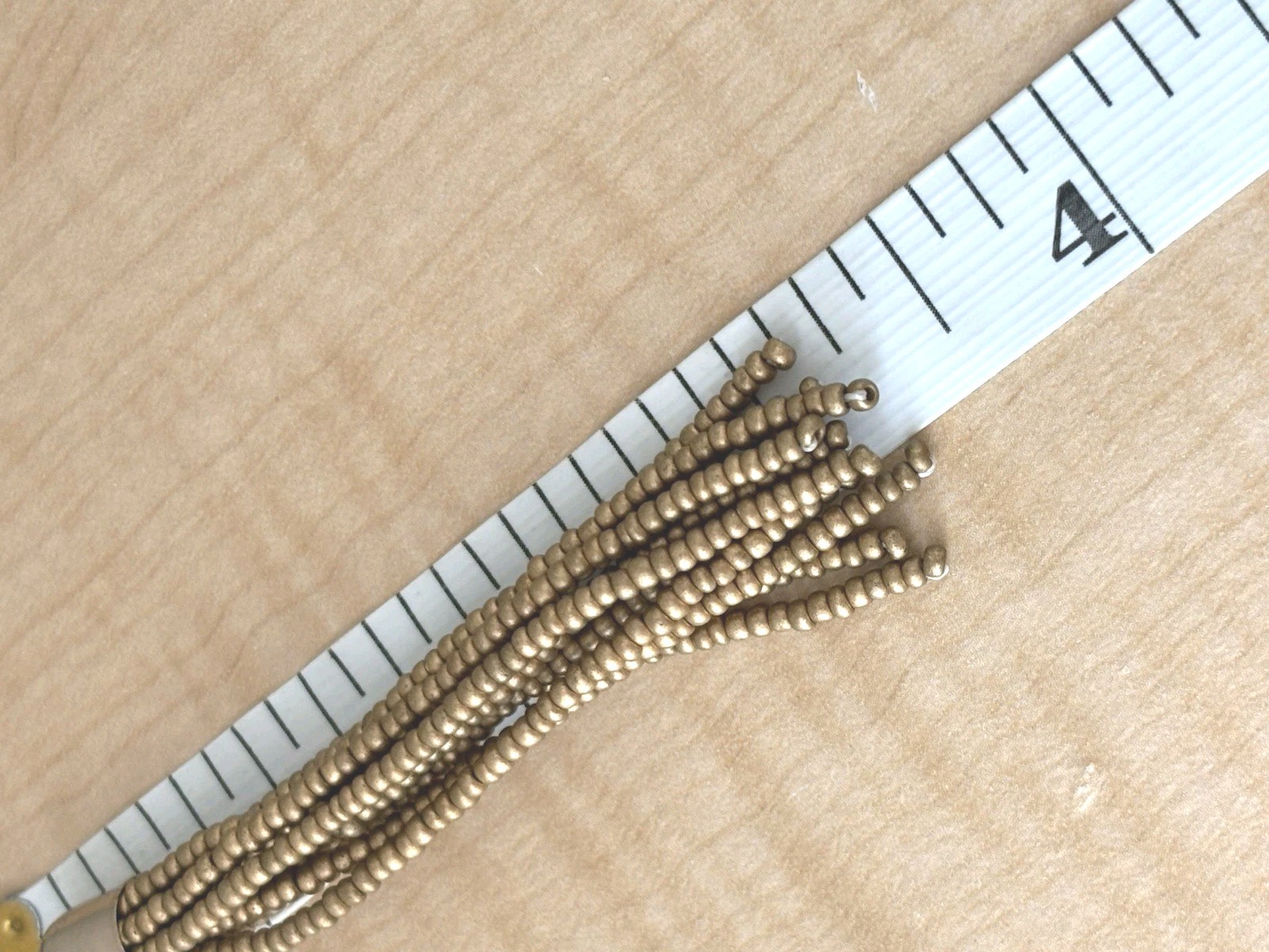Lengthy Seed Bead Earrings/ Champagne Gold/ Measure 3.5 In Length
