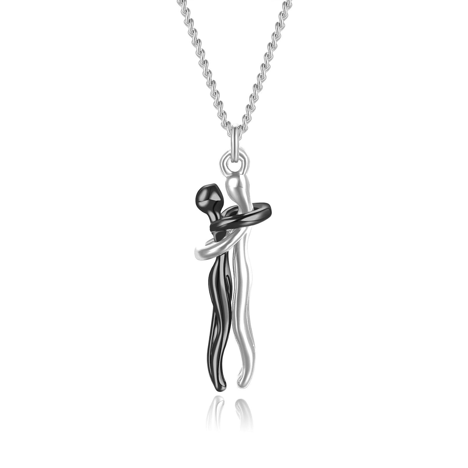 Caiyao Affectionate Hug Necklace Couples Pendant Chain Jewelry Gift