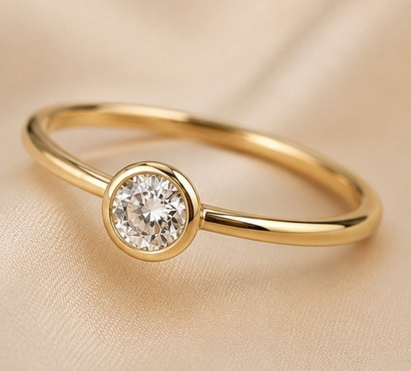 0.05 CT Round Lab Grown Diamond Wedding Band RingG 14K Yellow Gold Plated 925