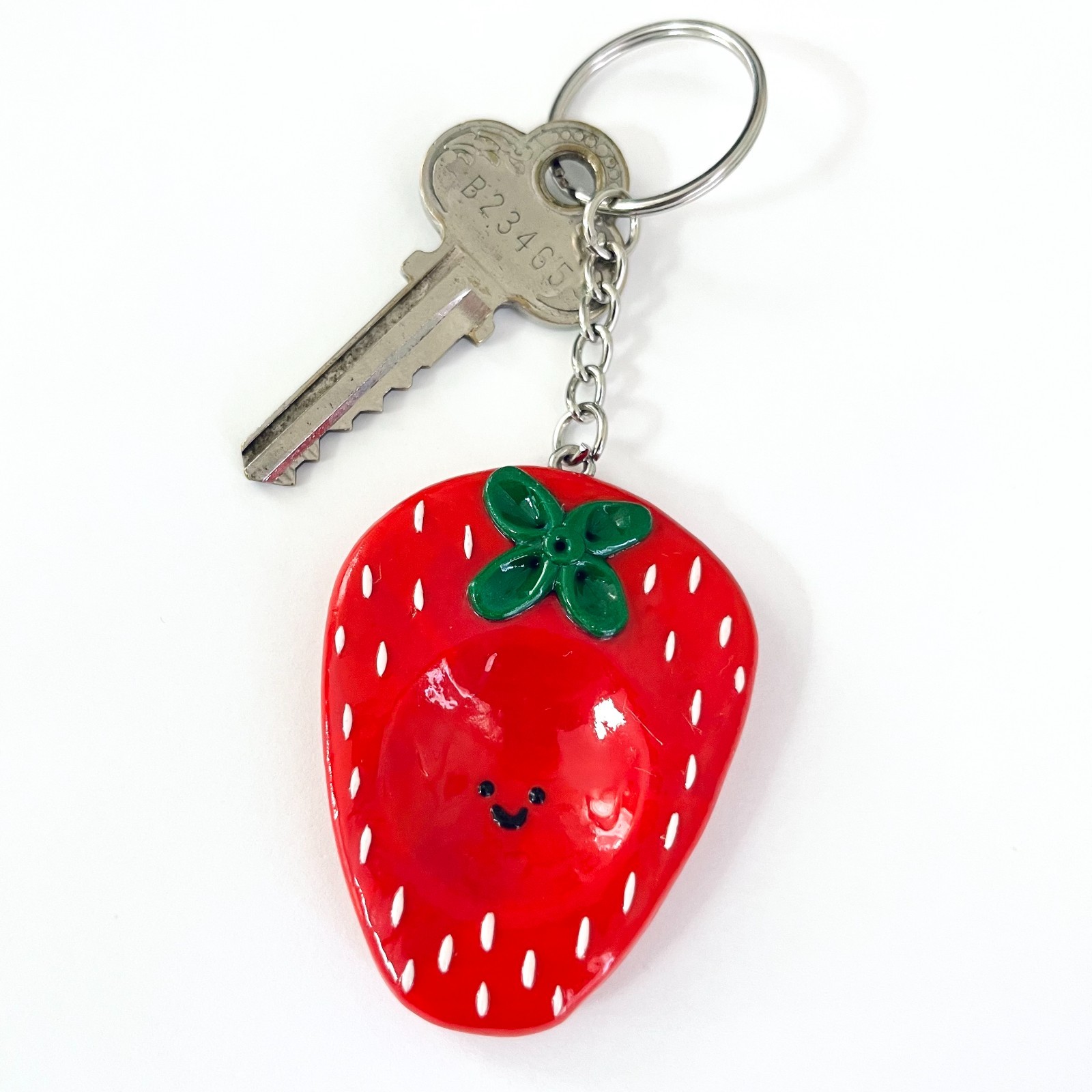 Fruit Worry Stone Keychain Fidget Sensory Handmade Strawberry Blueberry Peach