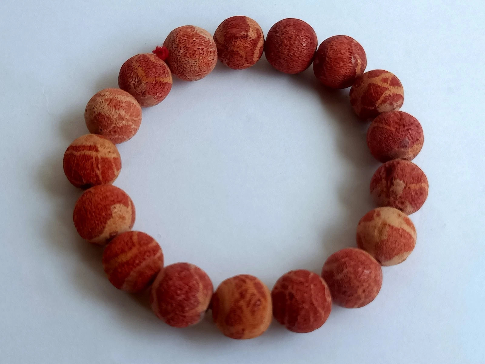 No Treatment Sponge Red Coral Round Stretch Beads 12mm Natural Bracelet