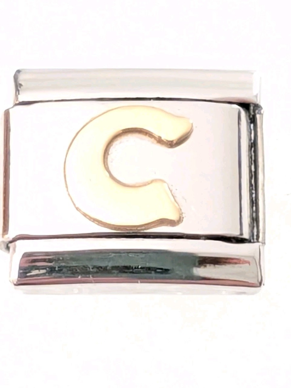 Authentic ReFlorence Flat 18k Gold Letter “C” Classic 9mm Link K242