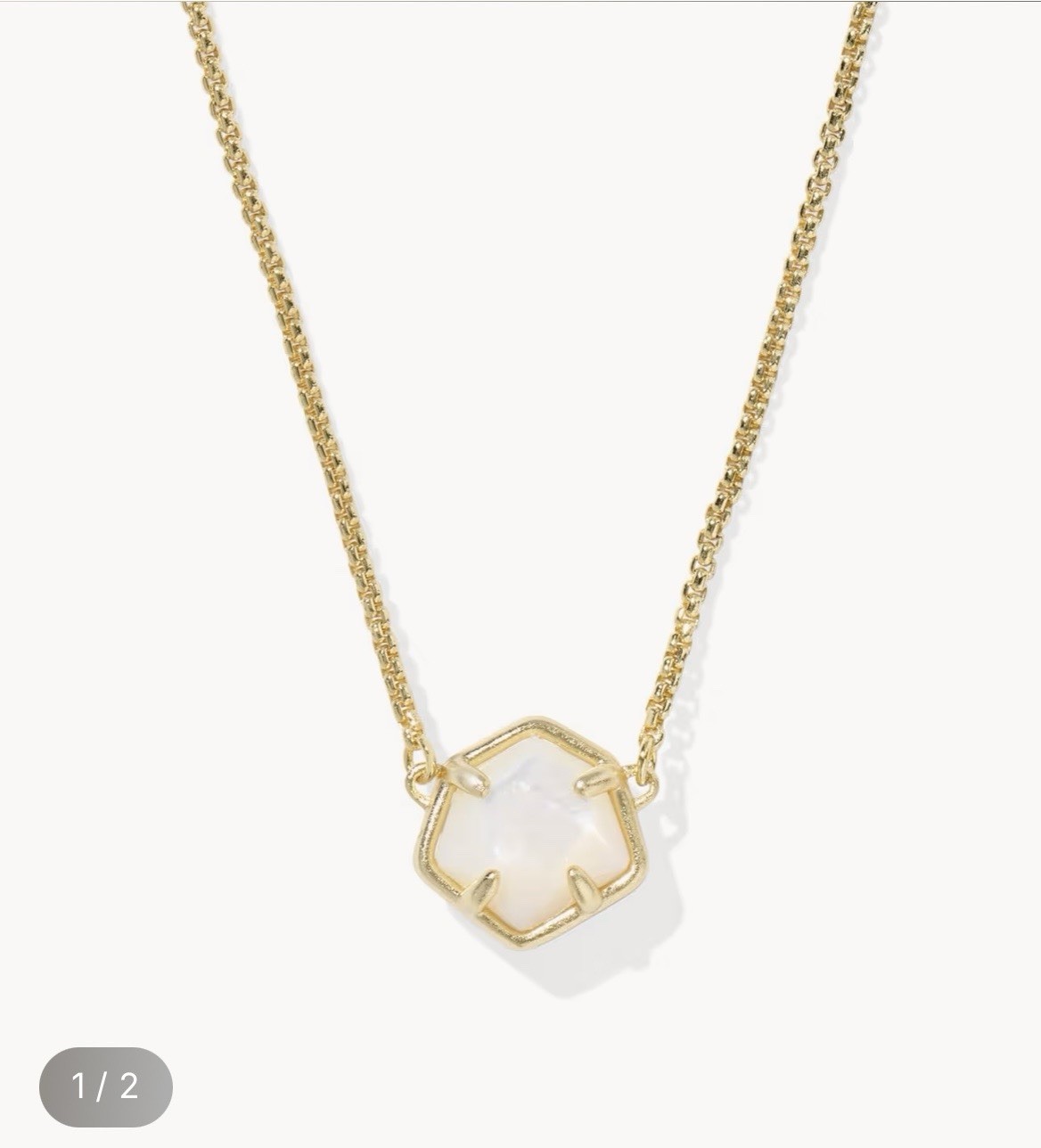 Kendra Scott Jaxon Gold Short Pendant Necklace, 16”, Mother of Pearl