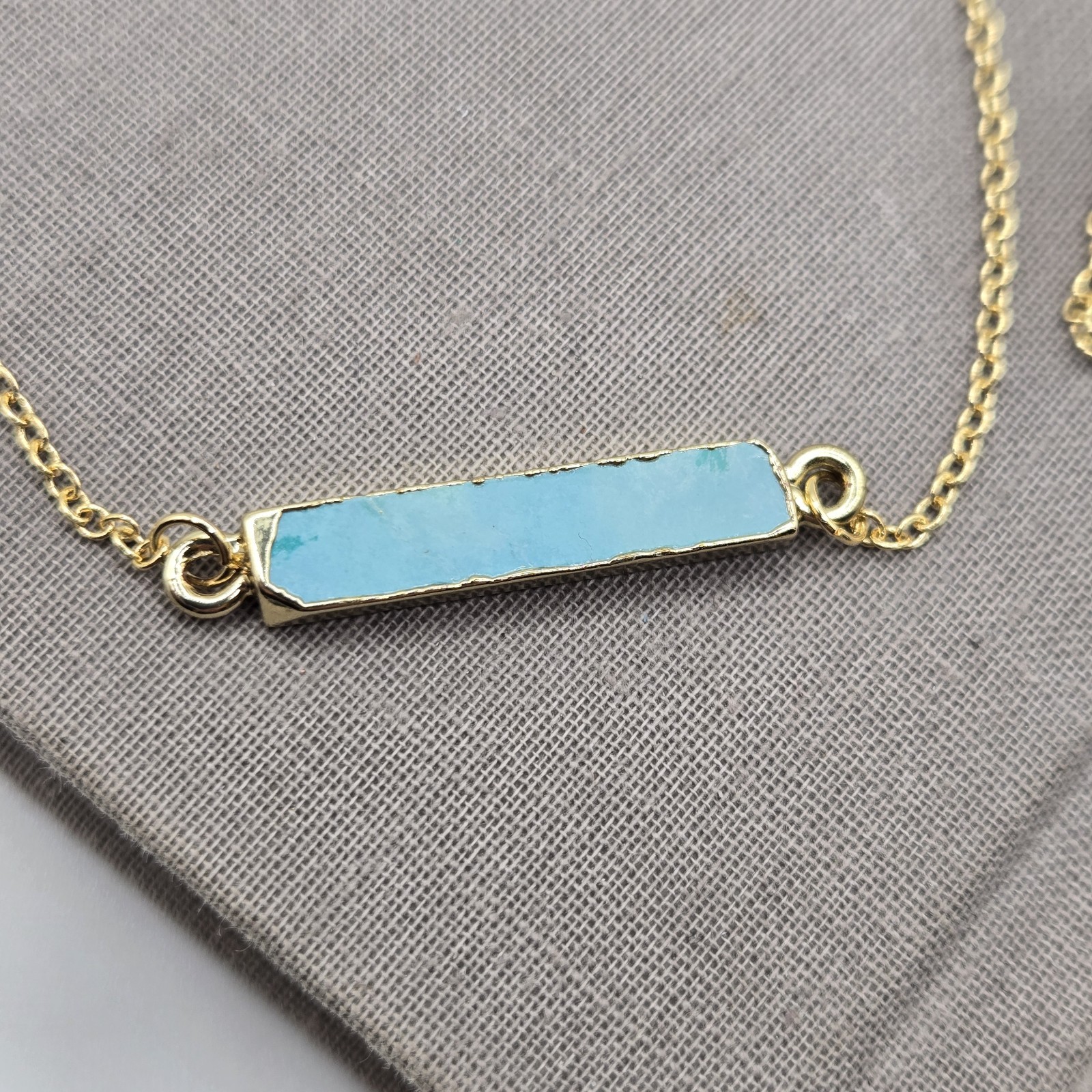 Gold Dainty Electroplated Turquoise Charm Necklace Boutique Brand 16K Plated