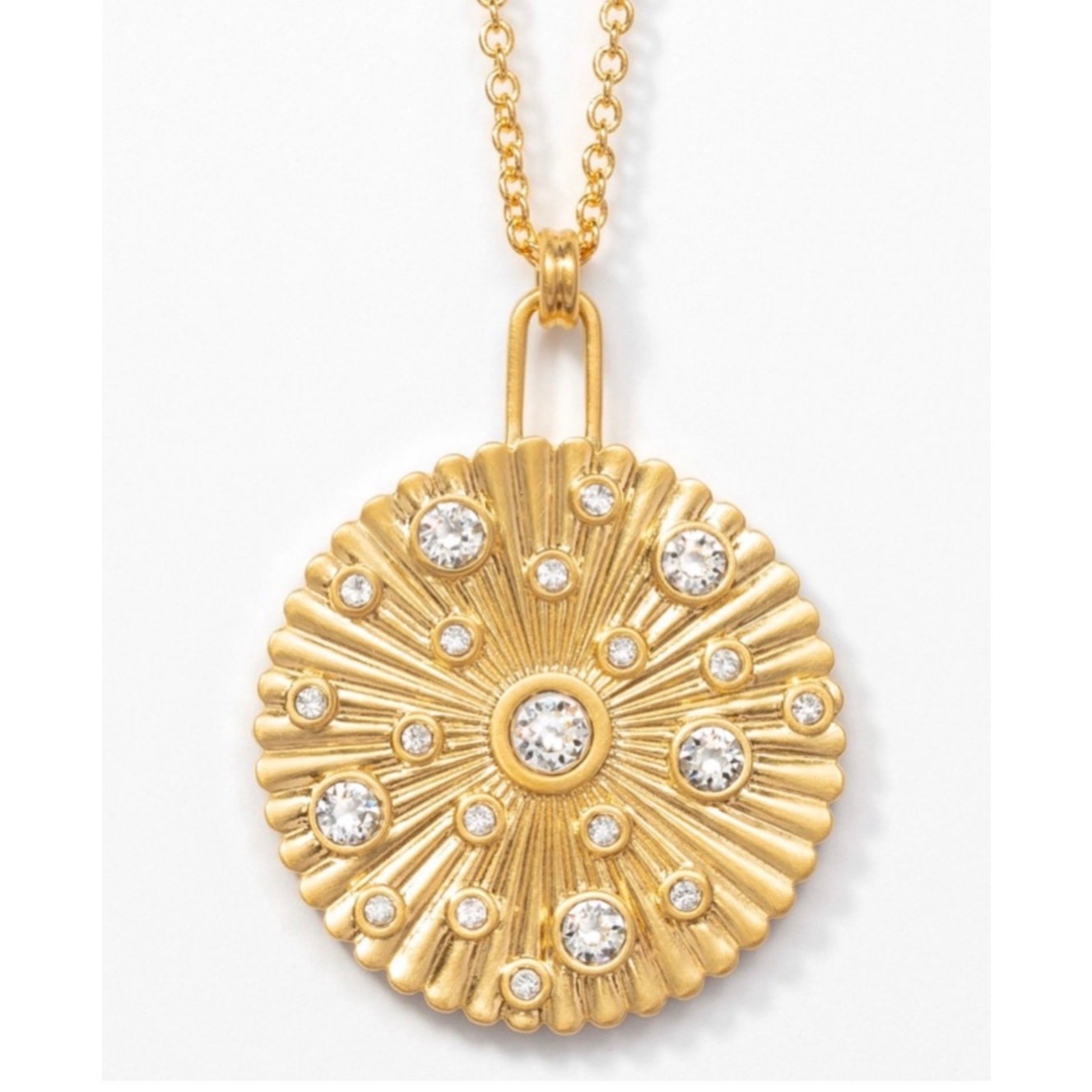 Touchstone Crystal by Swarovski Golden Coin Pendant 18kt Gold Ion Plating