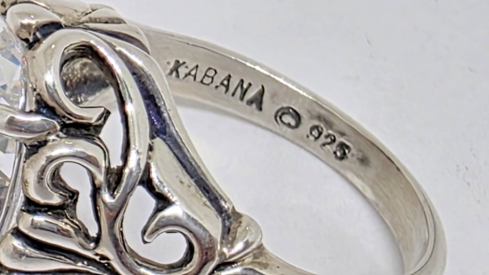 Kabana 925 Silver Ring Size 6 with Large Oval CZ Center