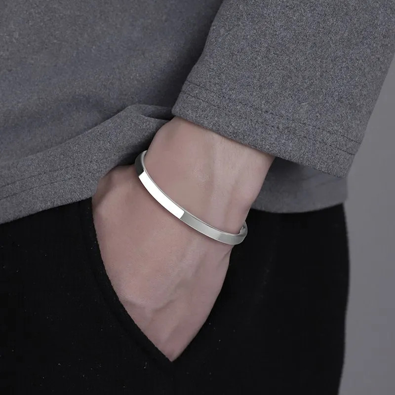 Stainless Steel Mens Cuff Bracelet 6mm Cool Open Metal Cuff Bangle Men Women USA