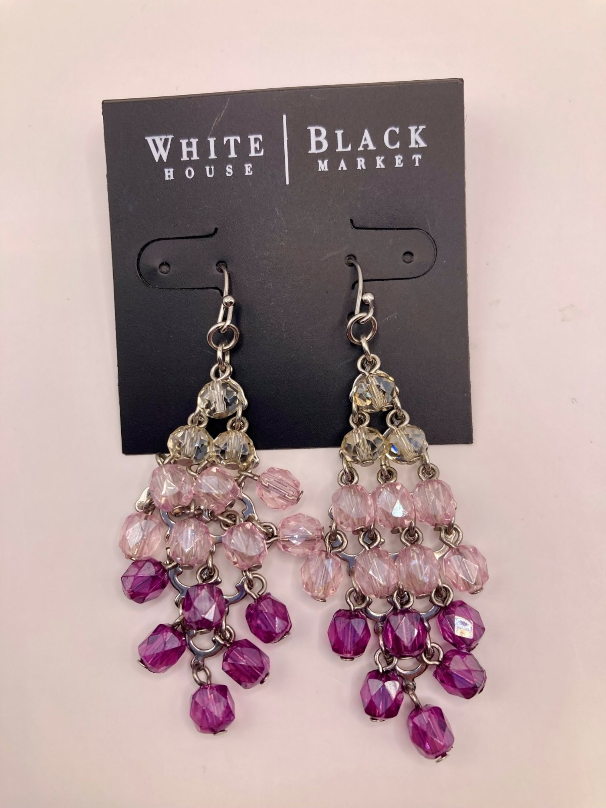 White House Black Market New Pink & Purple Beaded Drop Earrings -69B