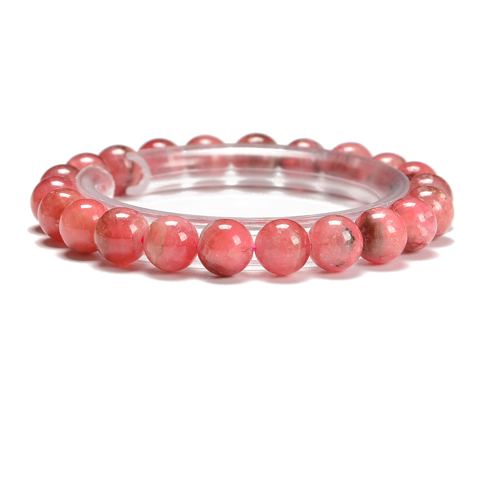 Rhodochrosite Beaded Elastic Bracelet Beads Size 5.5mm – 11mm 7.5” Length
