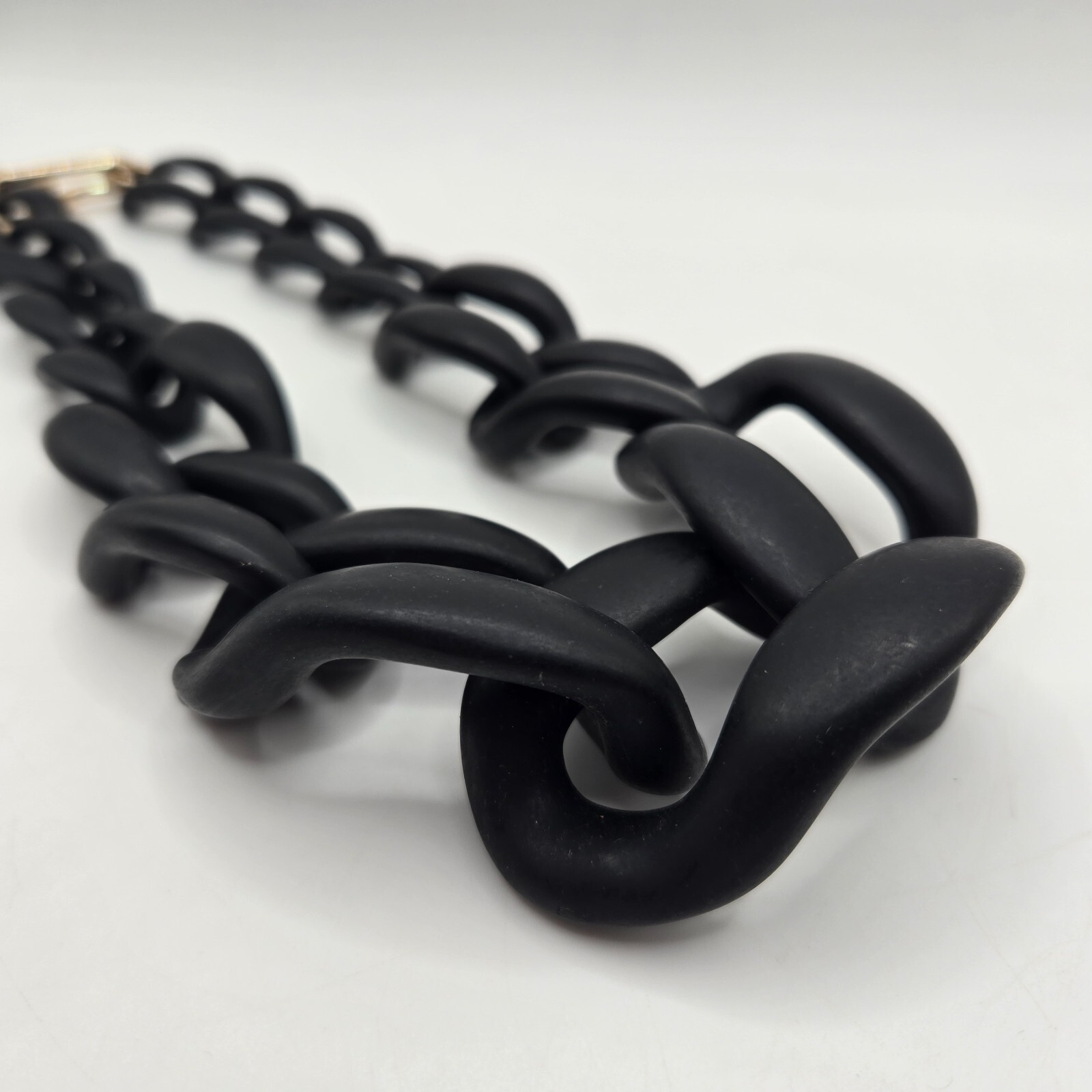 Chunky Link Necklace – Fun Flair Statement Large Black Sweater Chain ~9 in