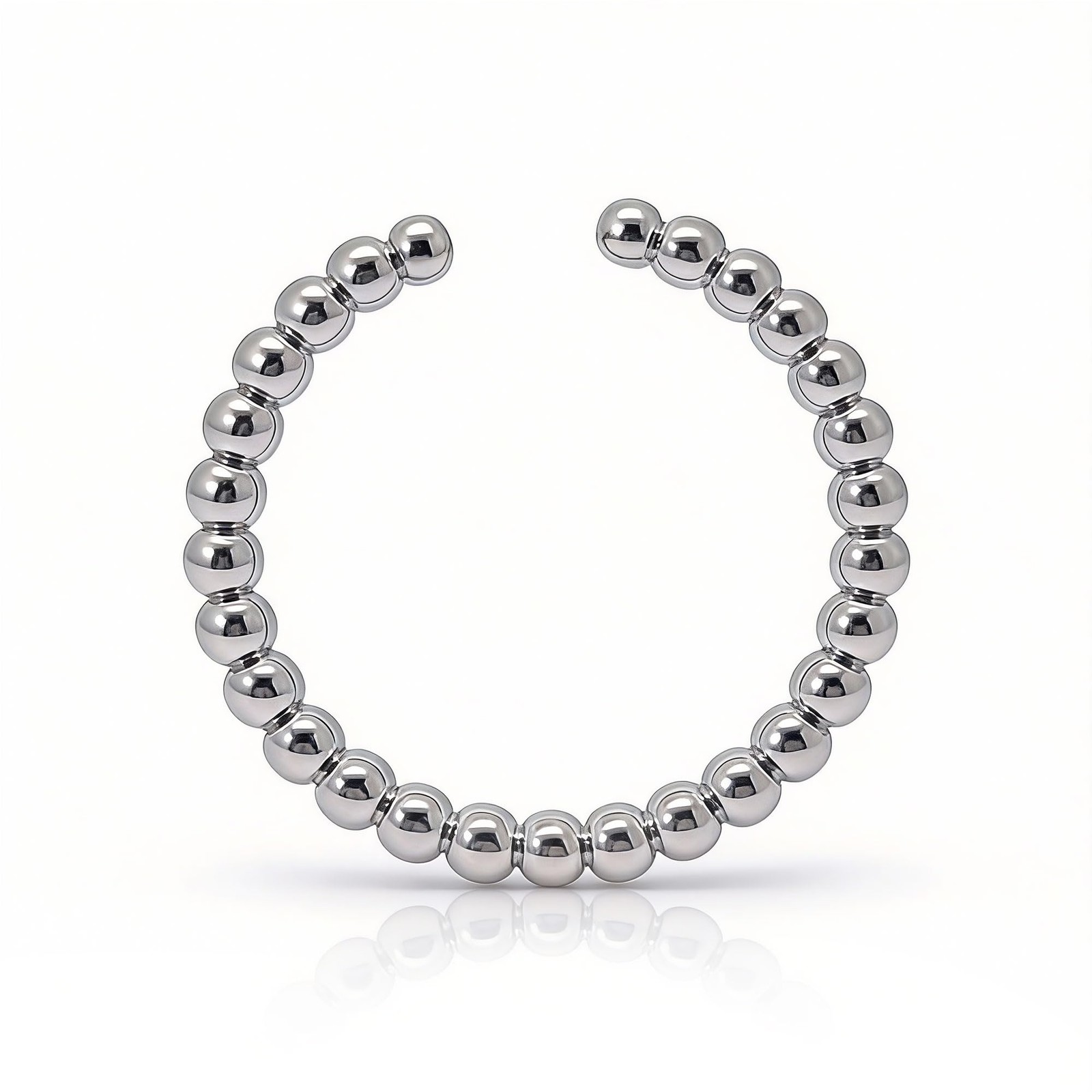 18K Gold Plated Beaded Ring – Adjustable Stackable Gift for Women, Daily Wear
