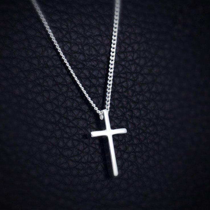 NEW Women’s 925 Sterling Silver Cross Plain & Simple Pendant Adjustable Necklace