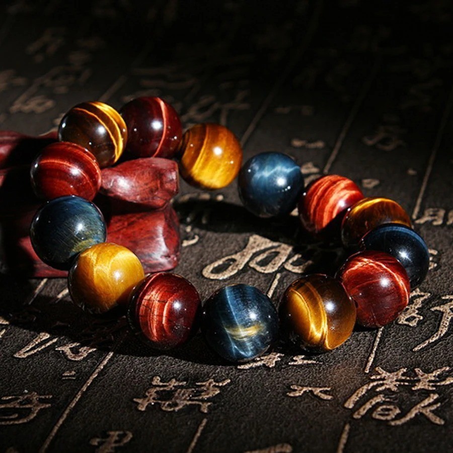 8mm Multicolor Tiger Eye Bracelet Healing Reiki Gift Unisex Jewelry Good Luck US