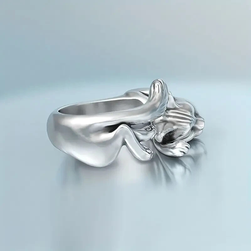 Exquisite Adjustable Opening Size Cat Ring Vintage Style Silvery Women’s Rings