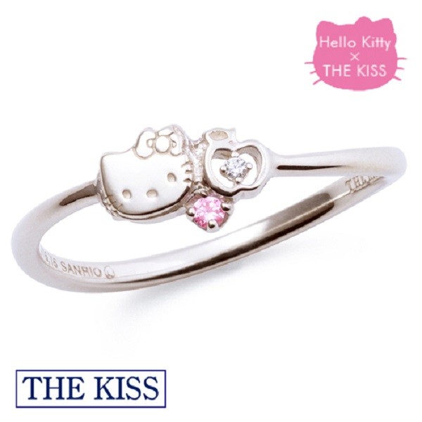 Hello Kitty SV925 Sterling Silver Ring Apple Cubic Zirconia Size US6.5-7.0 New
