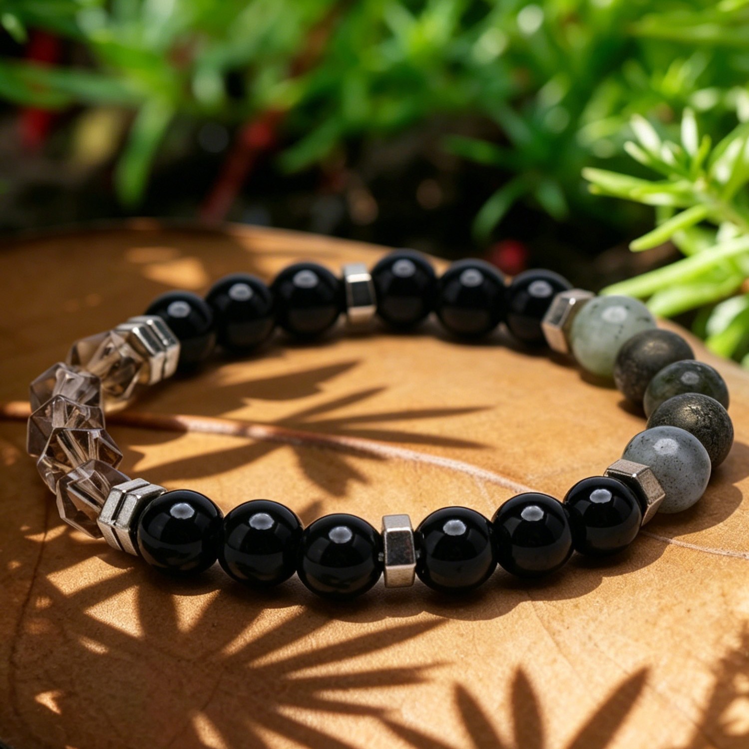 Money Wealth Natural Stone Bracelet Crystal Beaded Stretch for Him Her Gift Idea