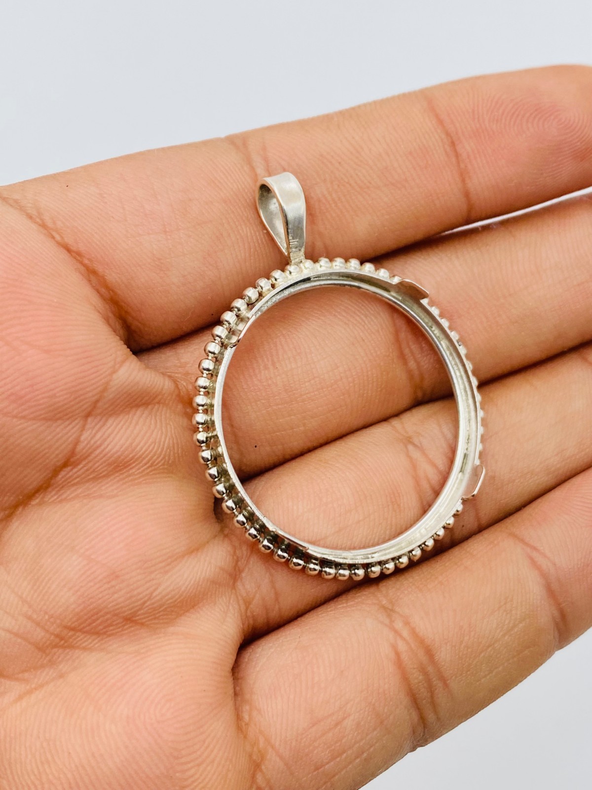 925 Solid Sterling Silver Round Pendant Blank Bezel Holder Coin Handmade