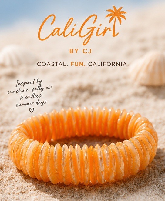 Caligirl Orange Shell Beach Bracelet, Boho Style, Hawaii Style, Stretch New