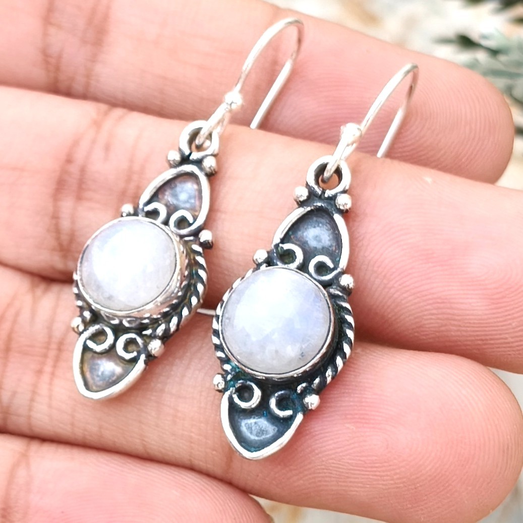 Lovely Moonstone 925 Sterling Silver Earring Wedding Women Best Gift AB-30