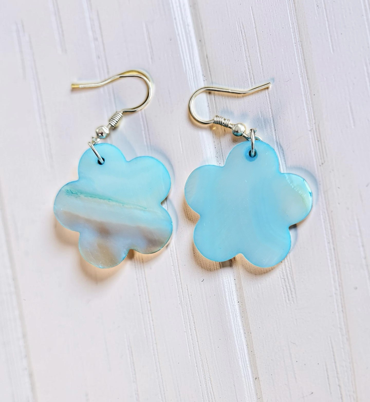 Floral Flower Dangle Pierced Earrings Blue Purple Swirl Petal 2 Pair Women New