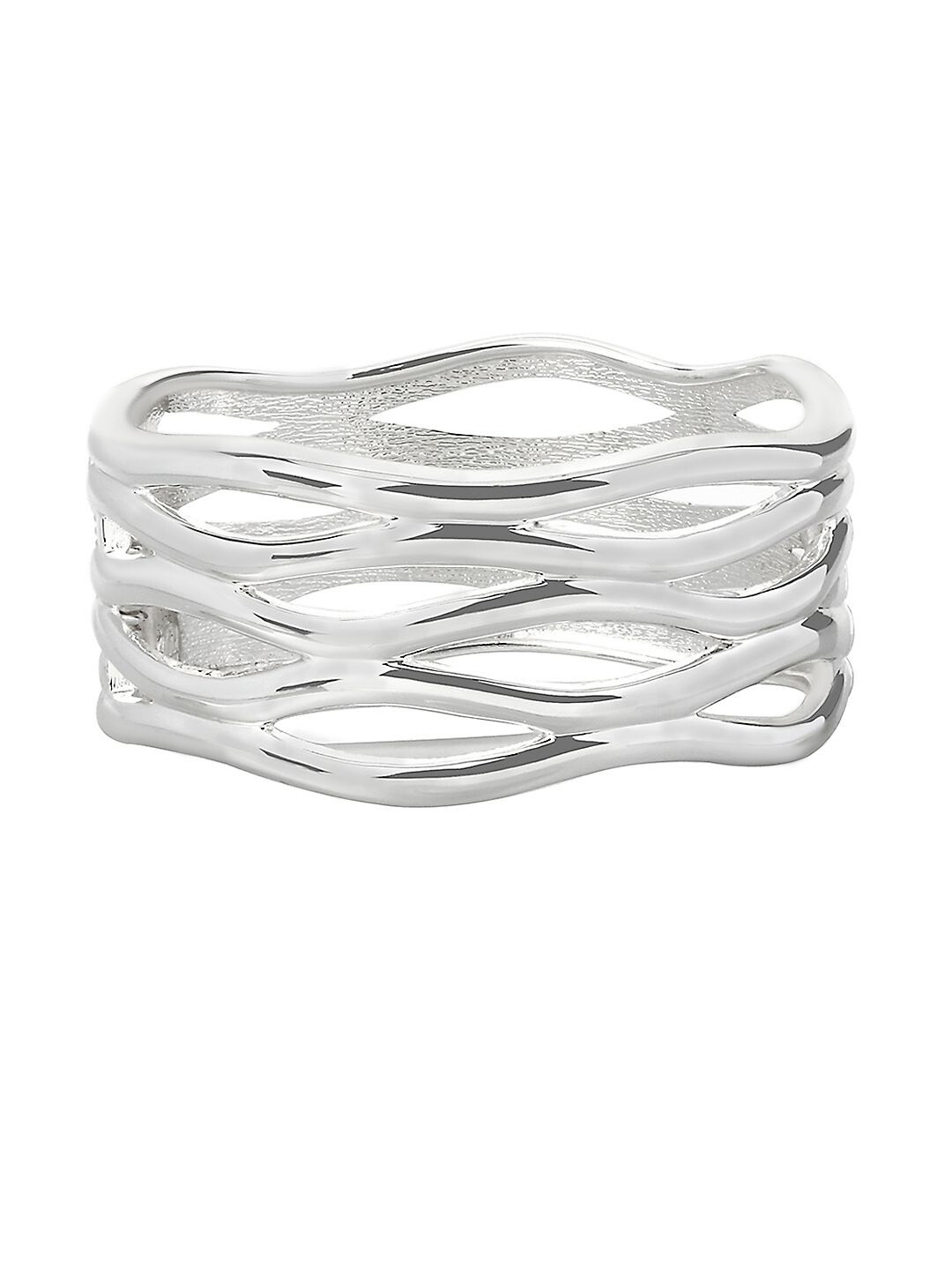 Sterling Silver 18k White Gold Plated Criss Cross Band Ring Sizes 6-9 Gift