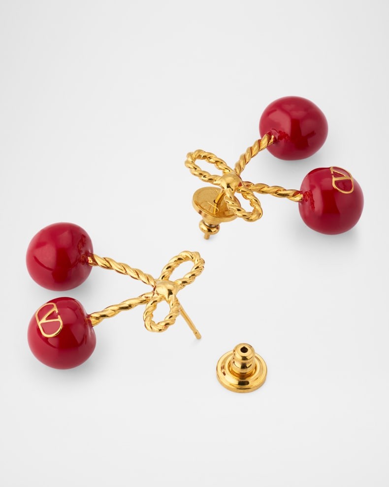 Valentino Cherryfic Metal and Enamel Earrings