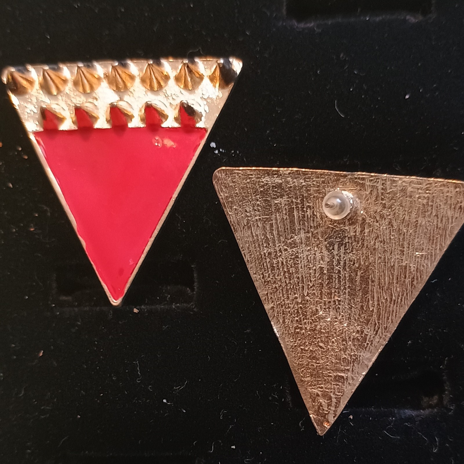 1 Pink & White Enamel Teardrop And 1 Red Enamel Earrings. Both For $9