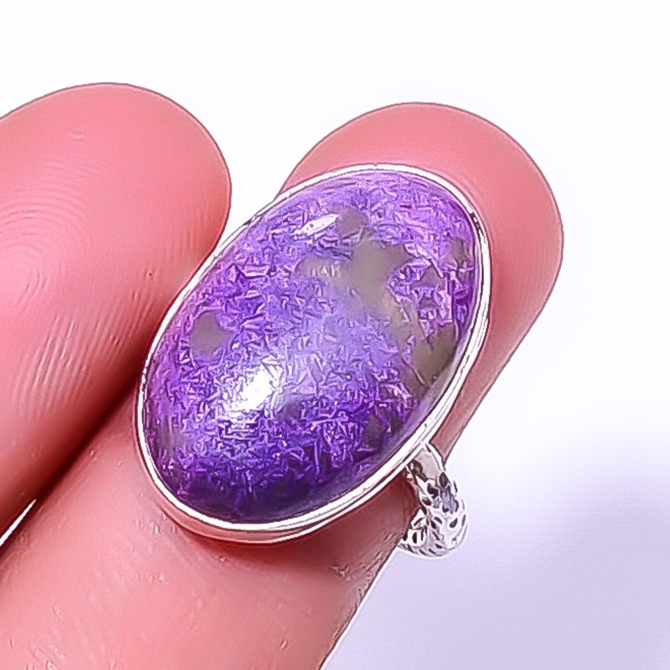 Variscite In Purpurite Handmade 925 Sterling Silver Ring s.7 R5831-11