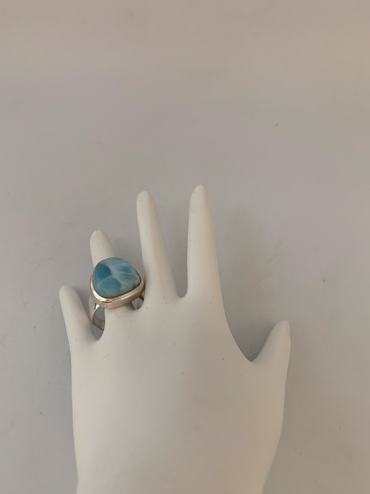 Larimar 925 Sterling Silver Design Ring Size 8 J.640