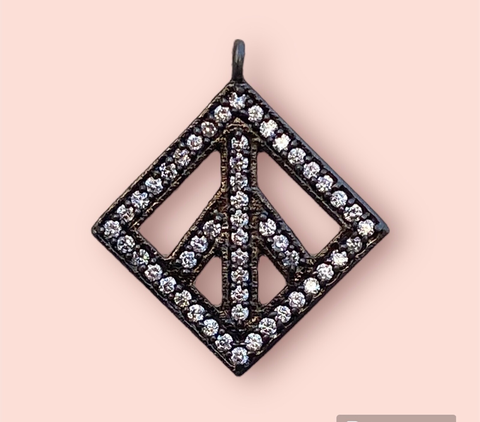 Oxidized 925 Silver Plated Pendant With CZ Stone Pave Jewelry PD 146