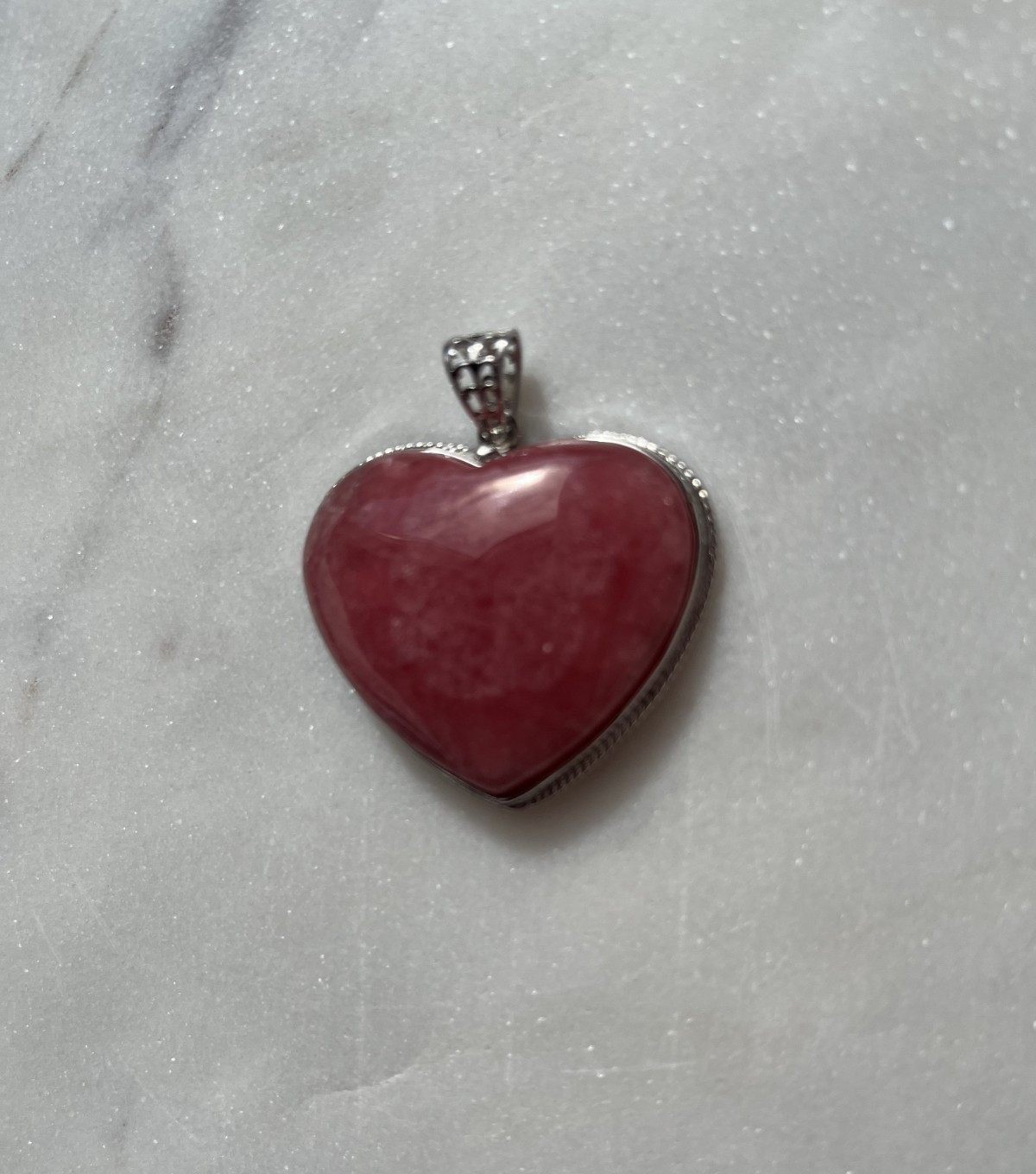 Rare X-Large Genuine Rhodochrosite Puffy Heart Statement Pendant