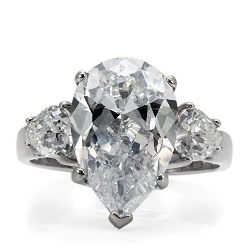 TK076 – High polished (no plating) Stainless Steel Ring with AAA Grade CZ in
