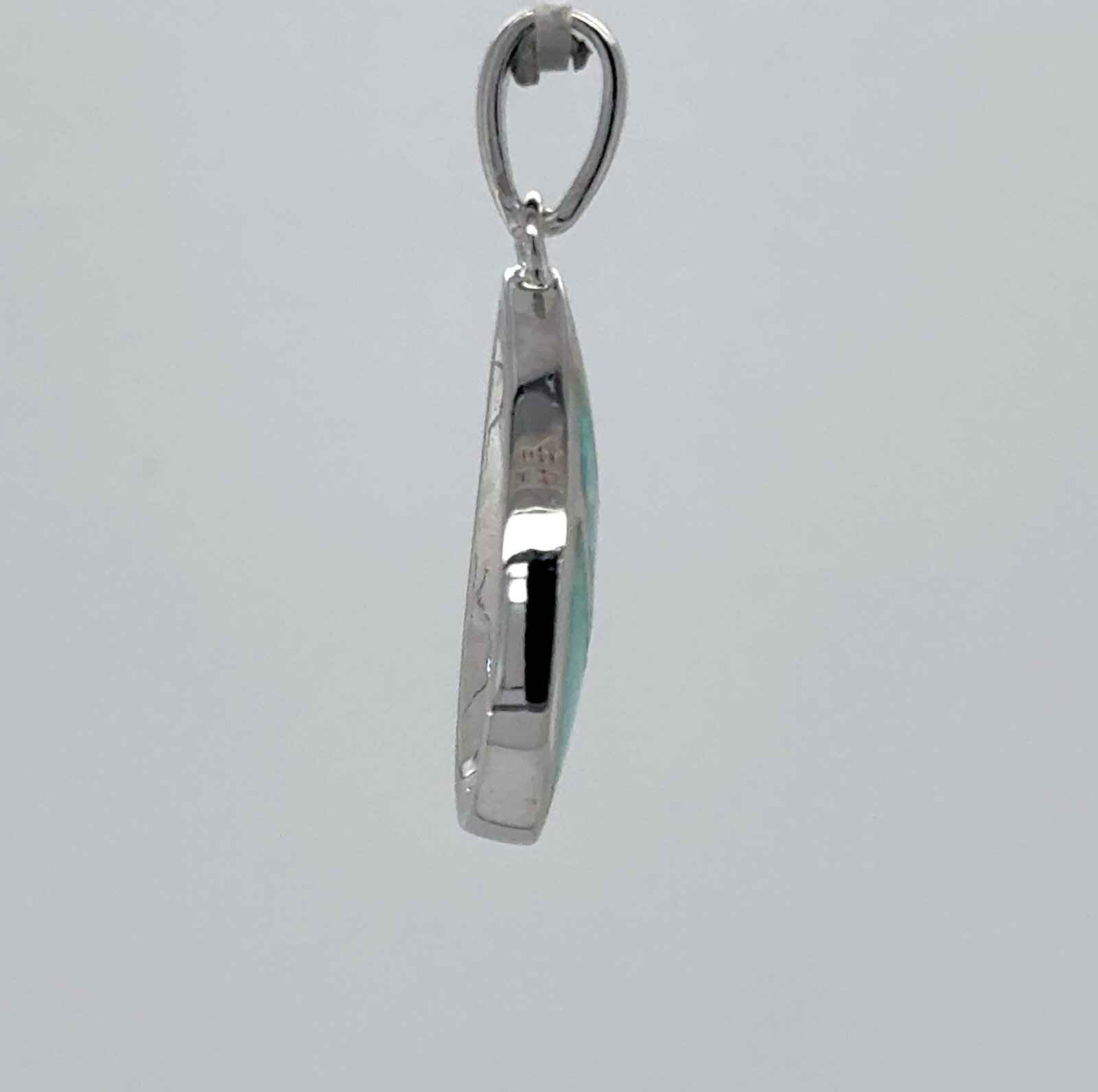 Green Swirl FIRE OPAL Teardrop Drop Pendant 925 STERLING SILVER Rhodium #51e