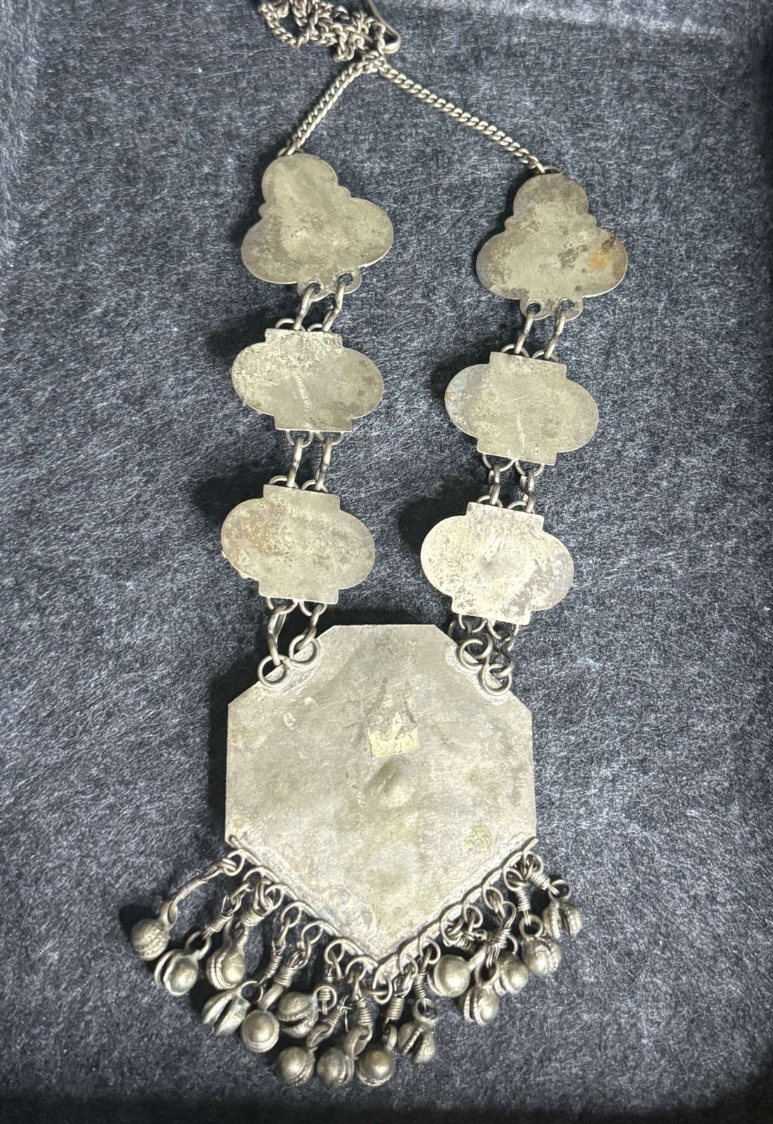 Antique Multi Metal + Gem Stone India ? Tribal?Ethnic Necklace Unusual Look Cool