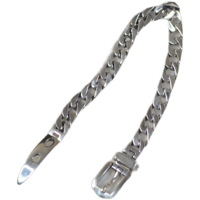 925 Sterling Silver Vintage Belt Buckle Chain Bracelet Trendy Cuban Link Bangle