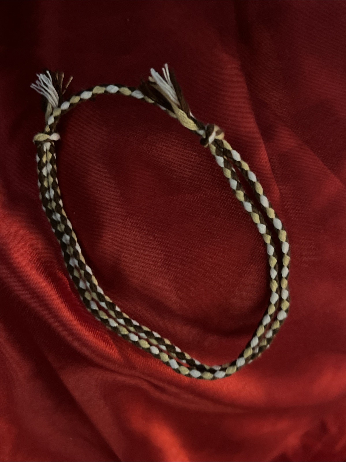 NEW BOHO BRAID THREAD FRIENDSHIP BRACELET ADJUSTABLE KNOT TAN BROWN WHITE NIP