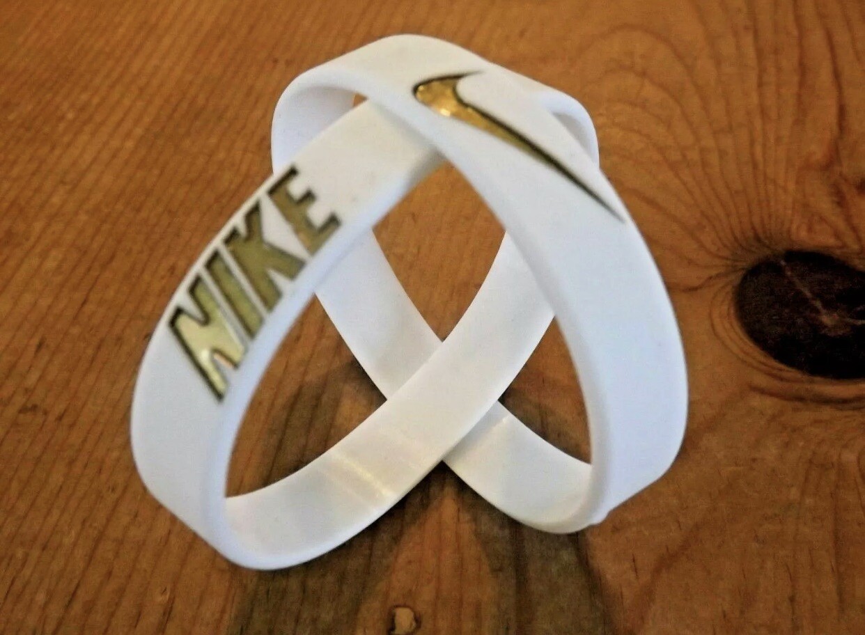 Nike AF1 Baller band bracelet wristband Black Gold White Gold SET of 2 Bracelets