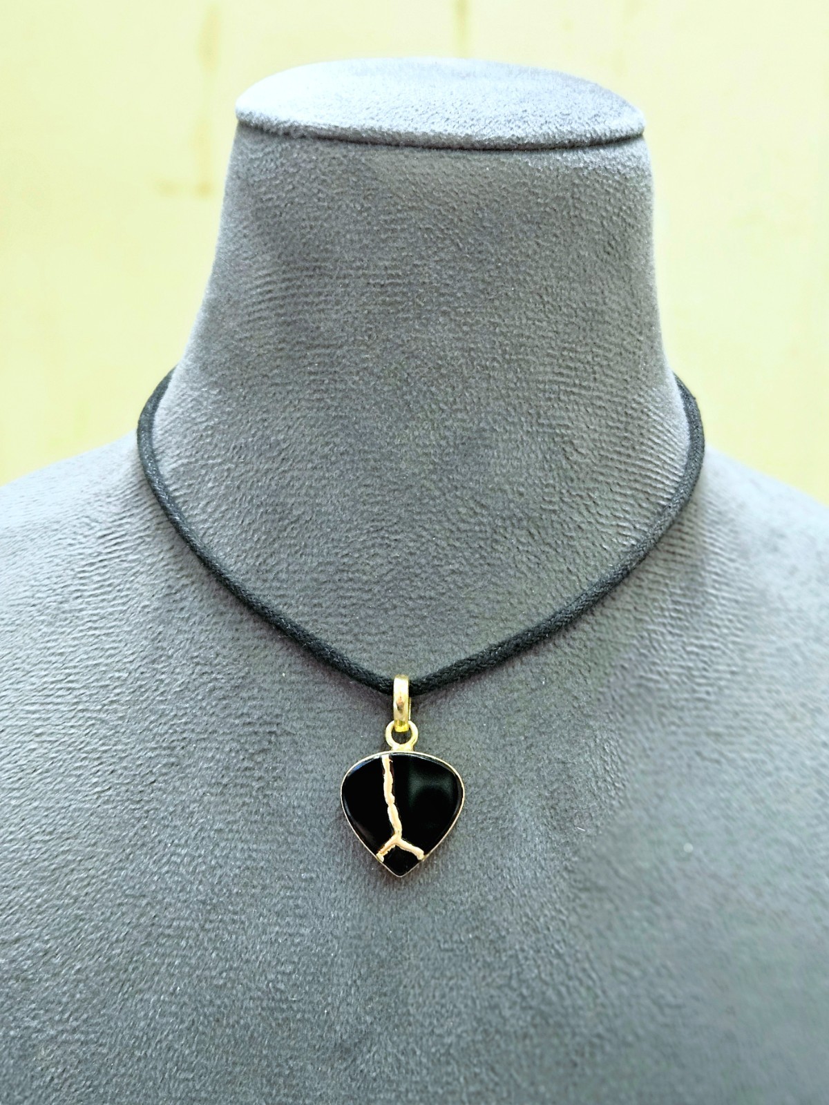 AAA ONYX Jewelry Necklace KINTSUGI ART JAPANESE Jewelry Gift Gold Plated Chain