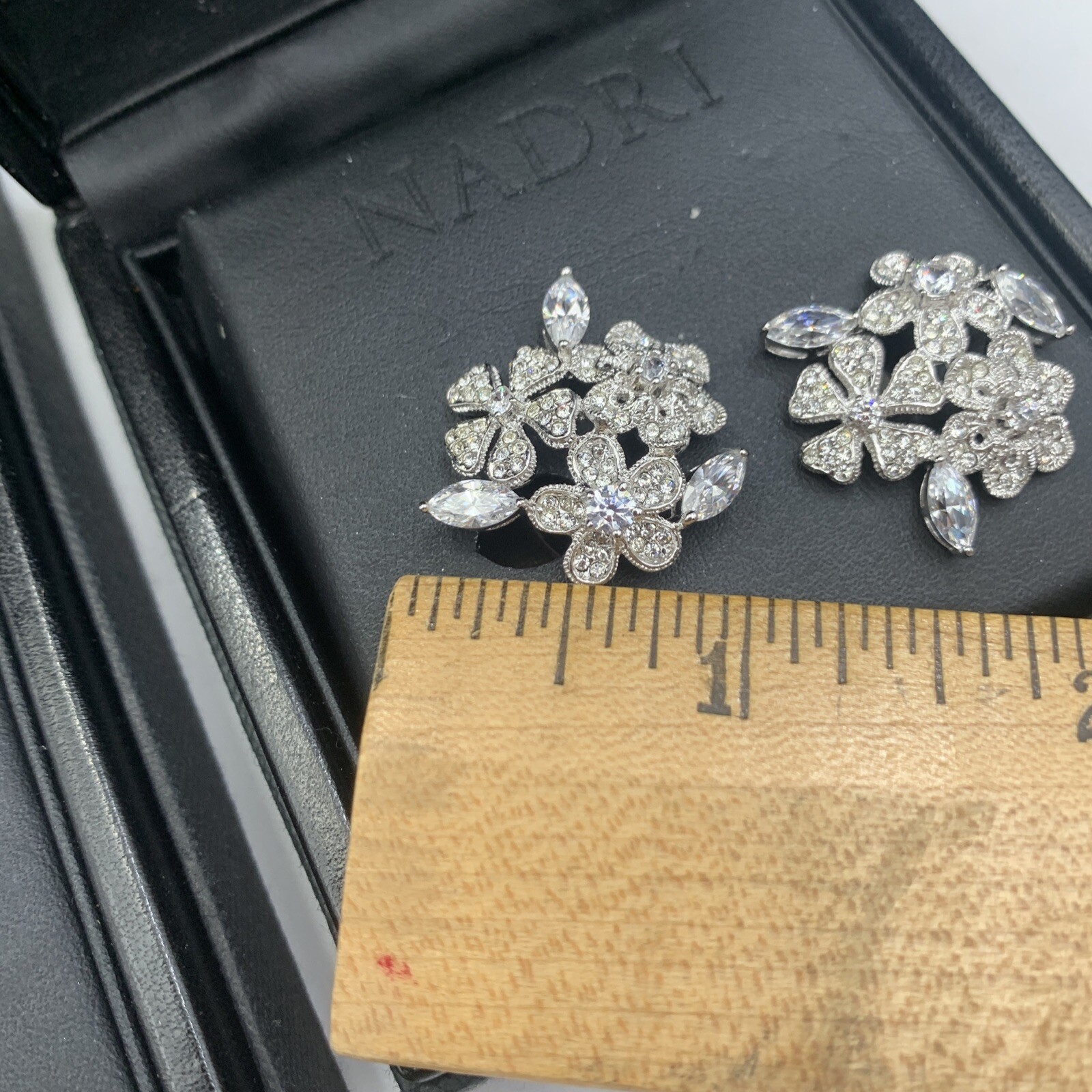 Nadri Pave Crystal ENGLISH GARDEN FLORAL Necklace & Floral Cluster Clip Earrings