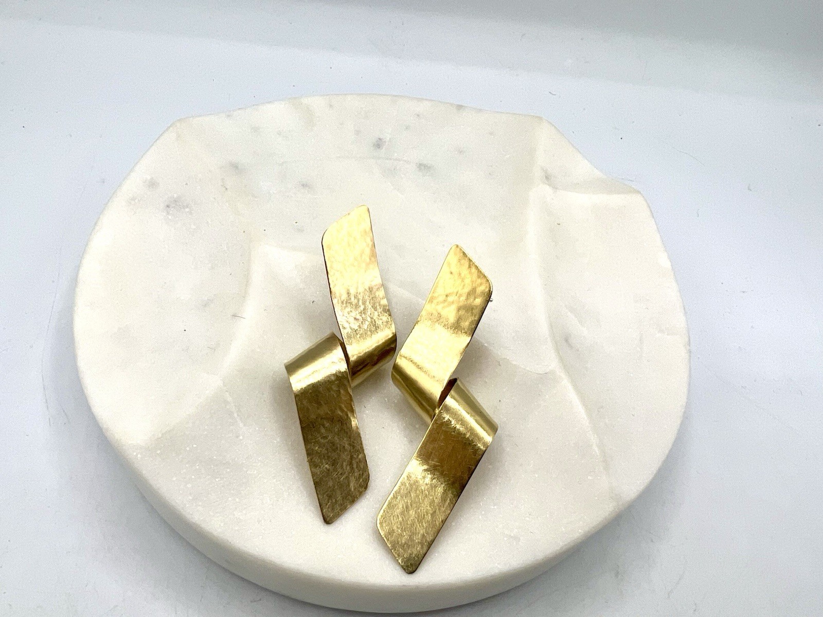 New Roost Brand Modern Twist Brass Sculpture Earrings Wearable Art Wholesale