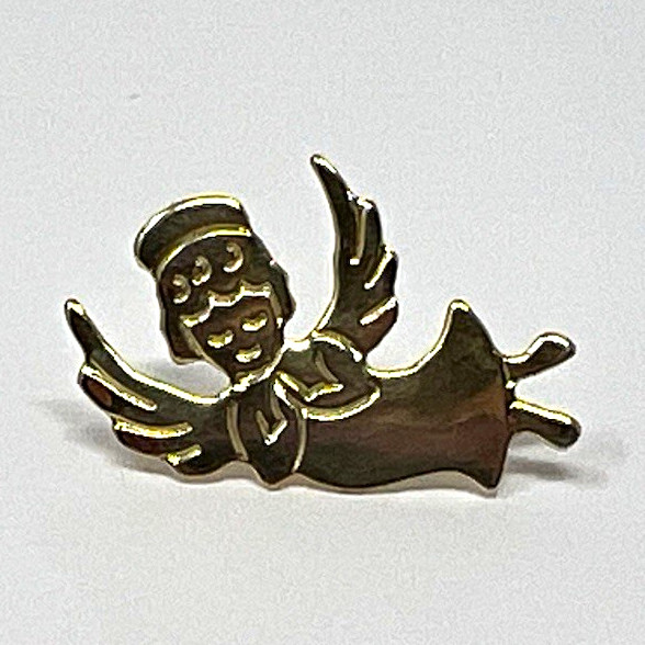 Vintage Gold Tone Flying Angel Lapel Pin Guardian Angel with Wings Charm Pushpin